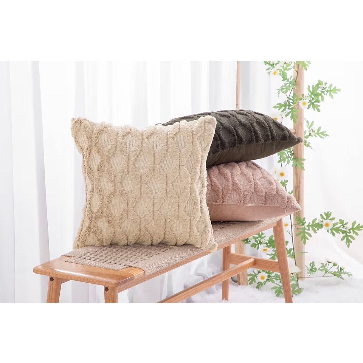 MADIZZ Decorative Throw Pillow Covers Faux Fur Velvet 20” Set/2