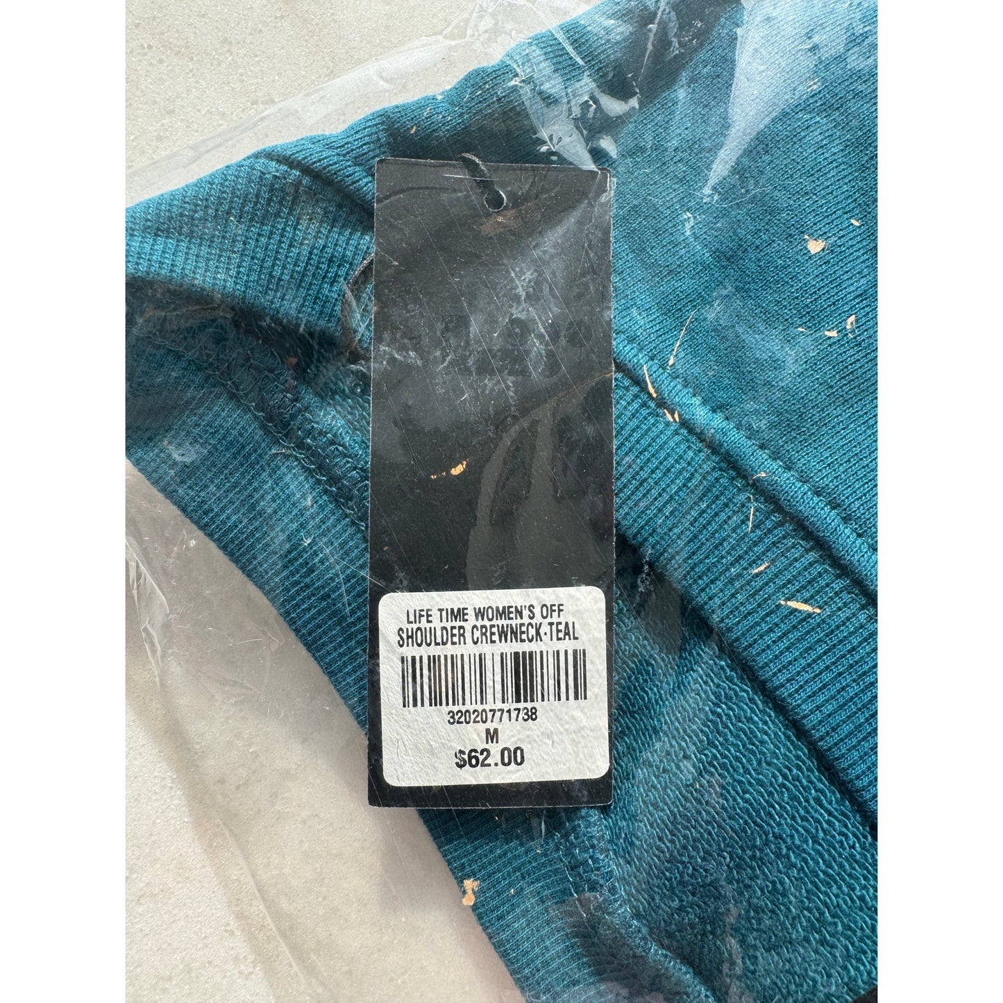 Life Time Women’s Off-Shoulder Crewneck Sweatshirt – Teal | Size Medium | NEW