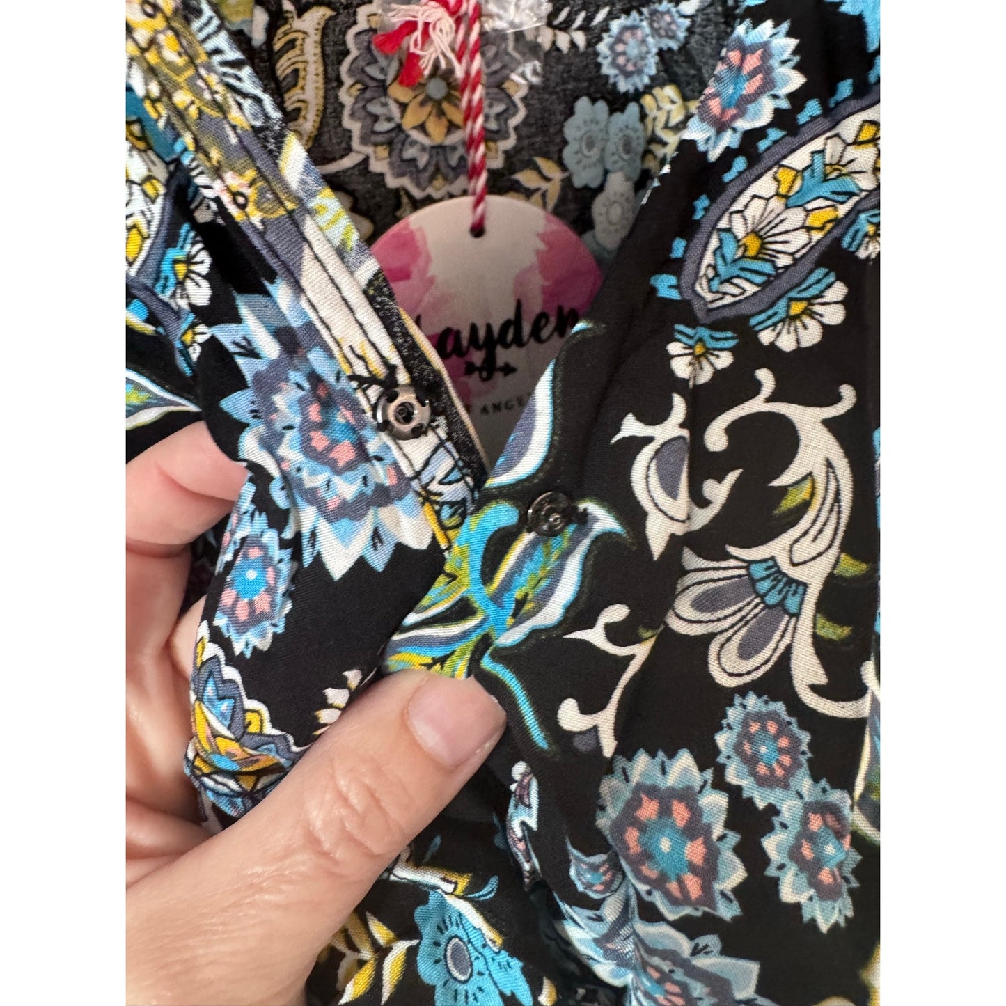 Hayden LA Black Floral Wrap Dress High Low Boho Ruffle Size Small NEW