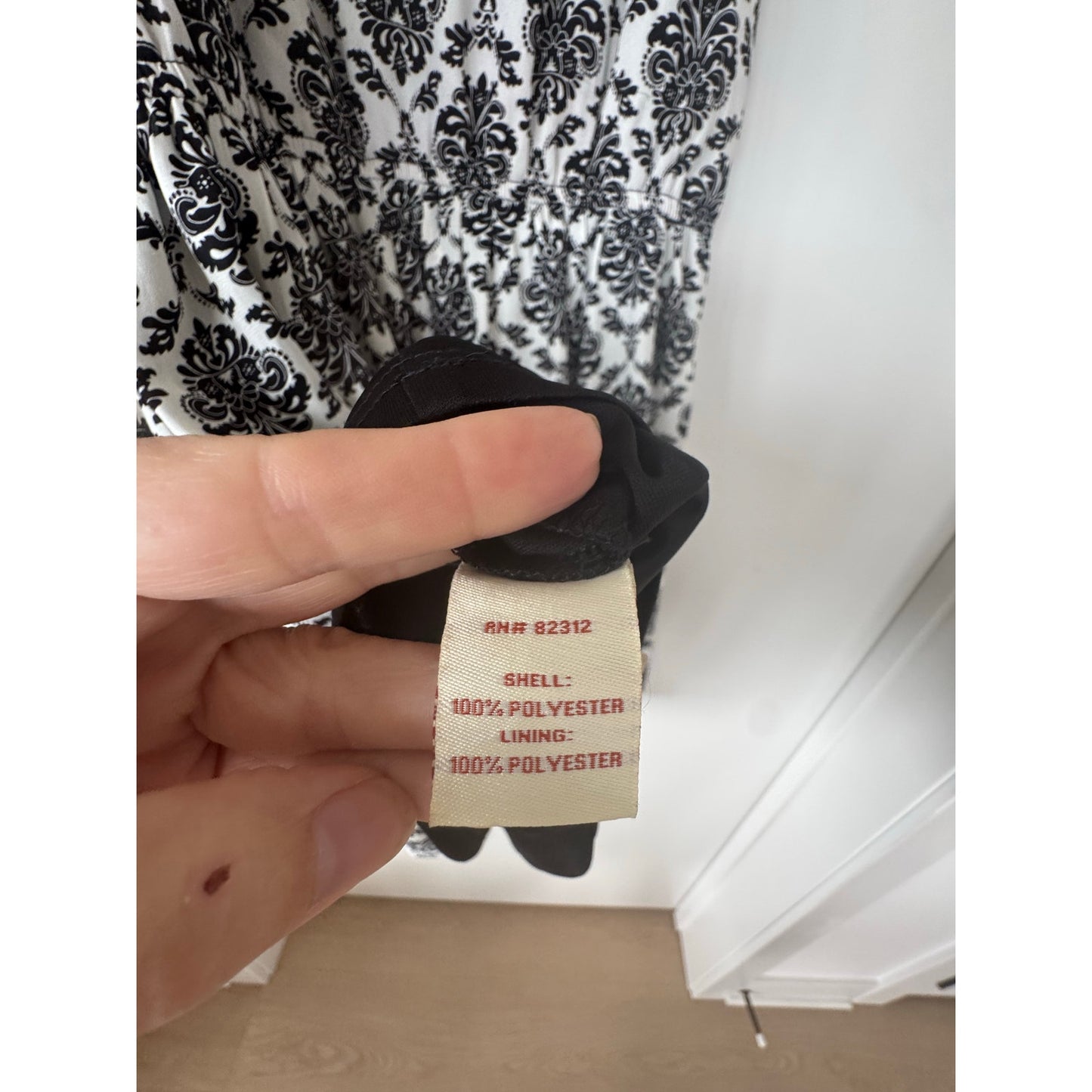 Aryeh Black & White Damask Dress w/ Mesh Detail – Size XL (Runs Small)