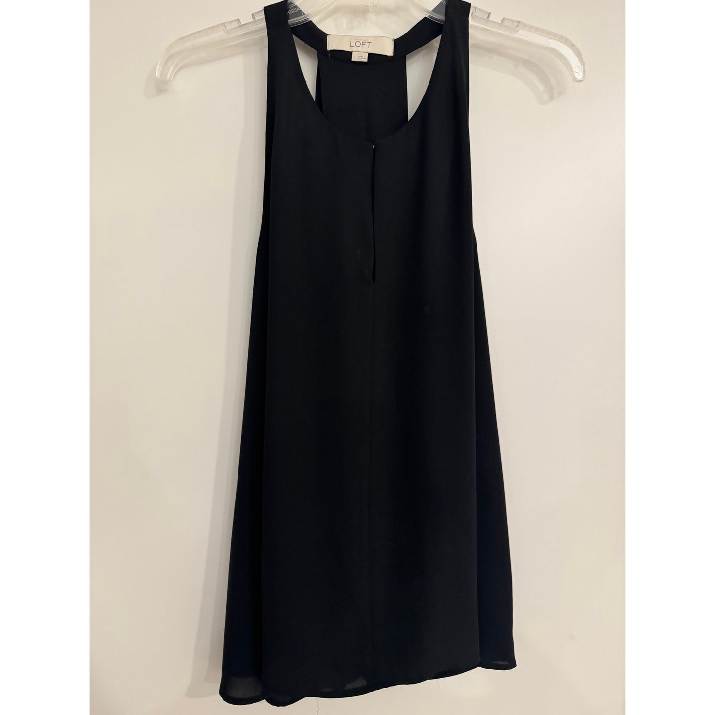 LOFT Black Racerback Tank Top | Size Large | Flowy Chiffon Blouse