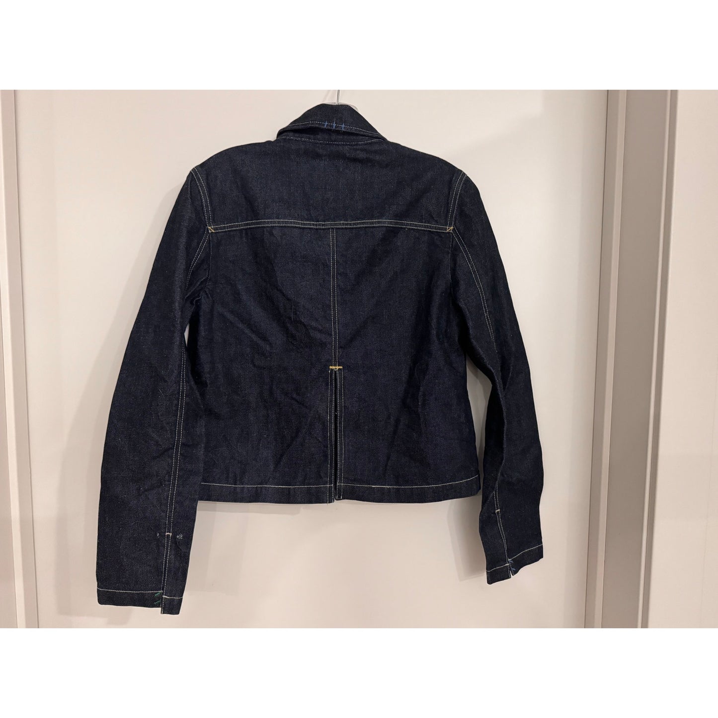 AG Adriano Goldschmied Dark Wash Denim Jacket Slit Back Designer Jean Jacket Size S NEW