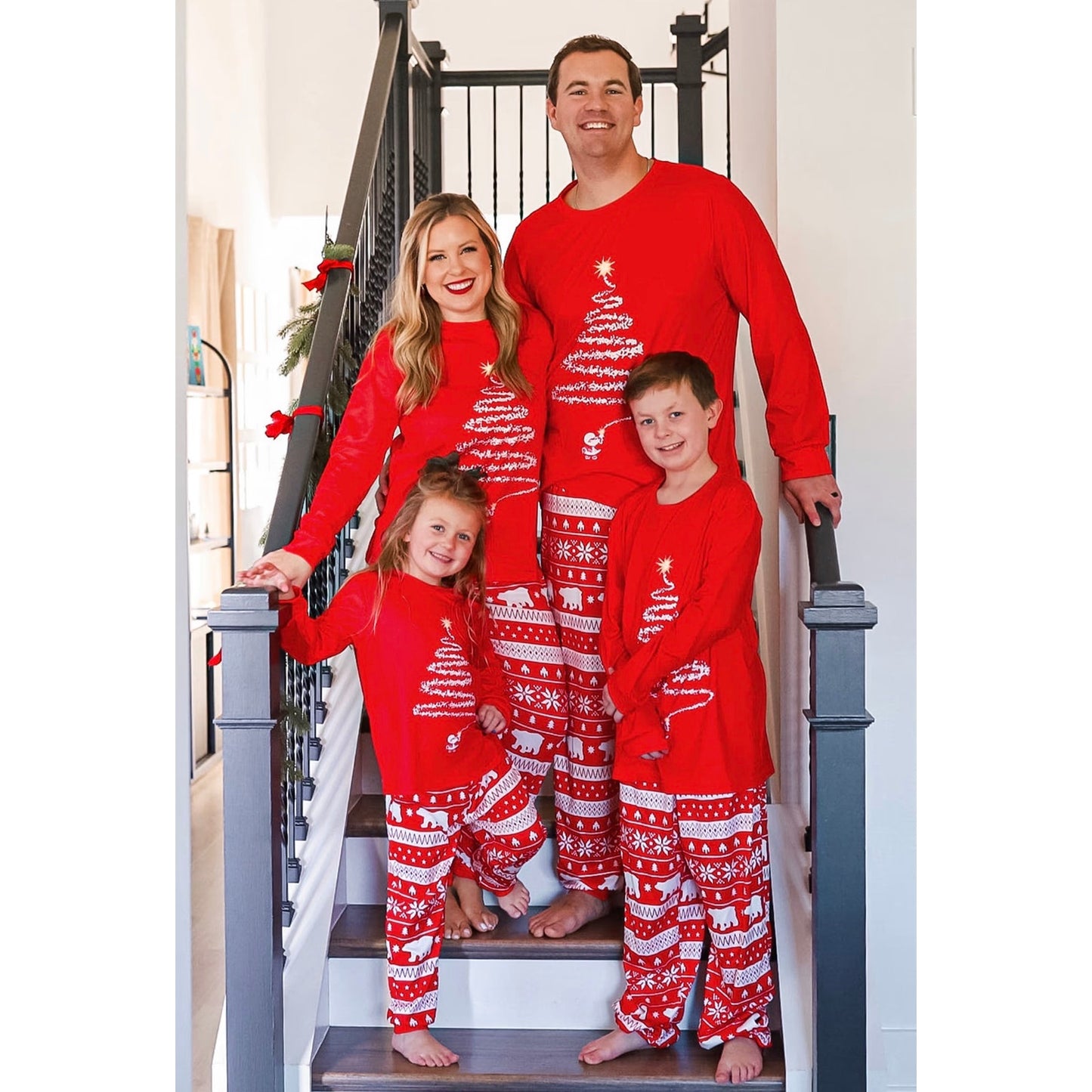 Cupshe Christmas Pajama Set Red Holiday Tree Print Men’s Small Women’s Medium NWT