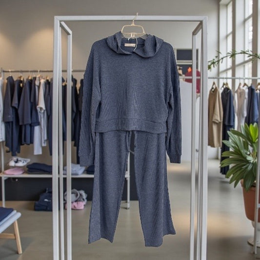 Zenana Ribbed Lounge Set | Blue | Size M | NWT