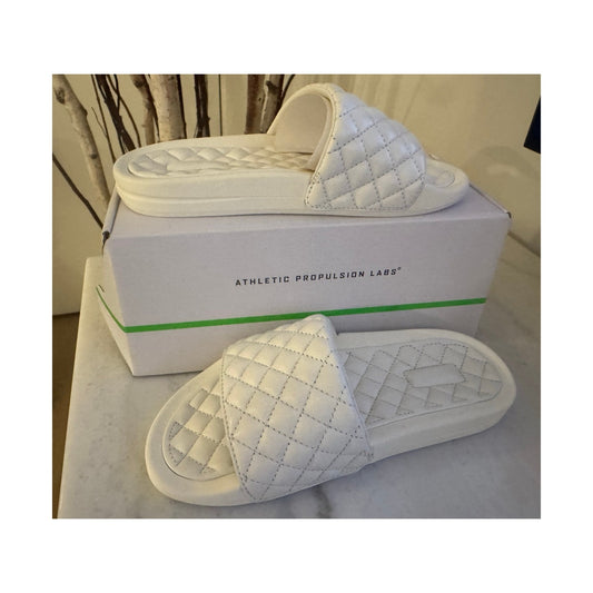 APL Lusso Slide Ivory Quilted Nappa Leather Slides Women’s Size 6 NEW