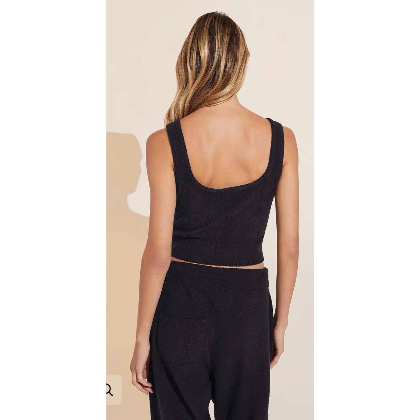 Eberjey Recycled Boucle Cropped Tank | Black | Large NWT