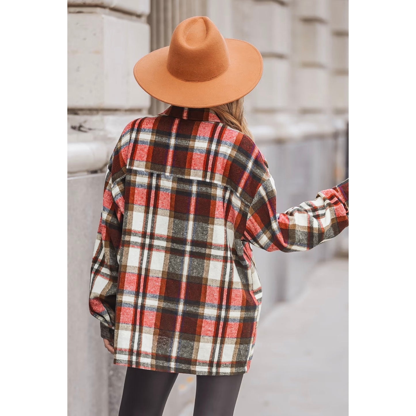 Cupshe Plaid Oversized Shacket Jacket NEW Button Front Pocket Shirt Jacket Large