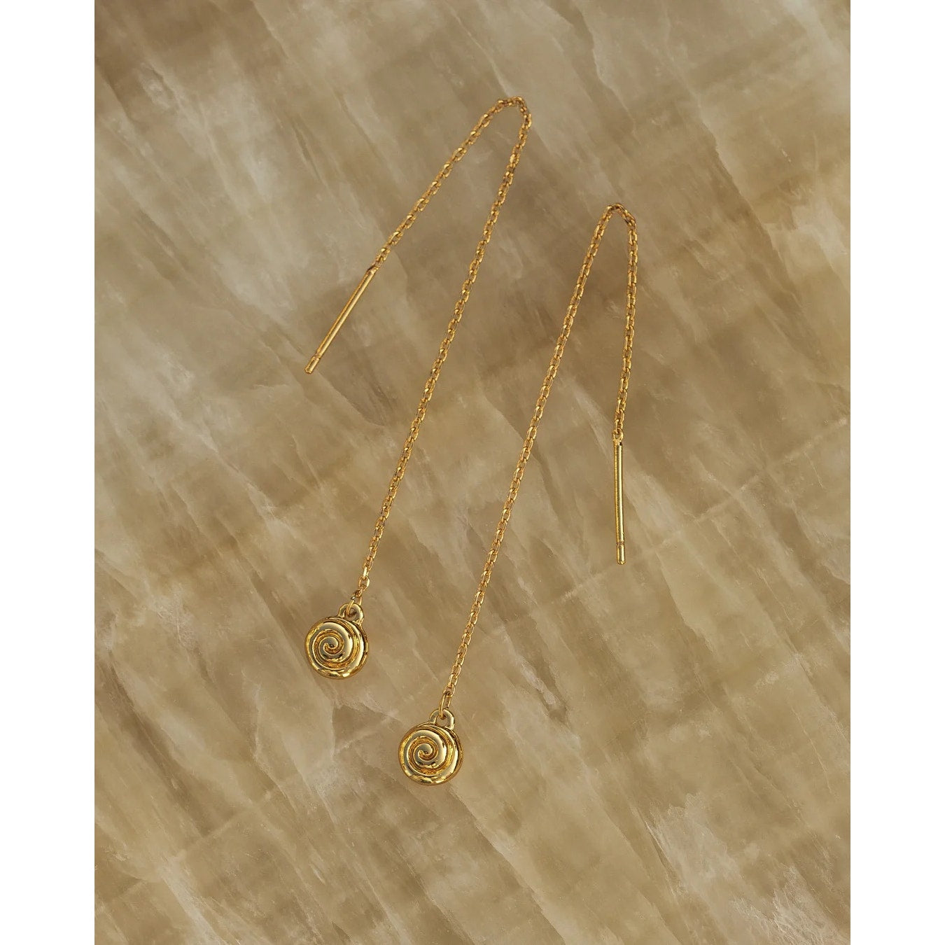 Luv AJ Shell Coil Threader Earrings Gold Seashell Dangle Earrings NEW