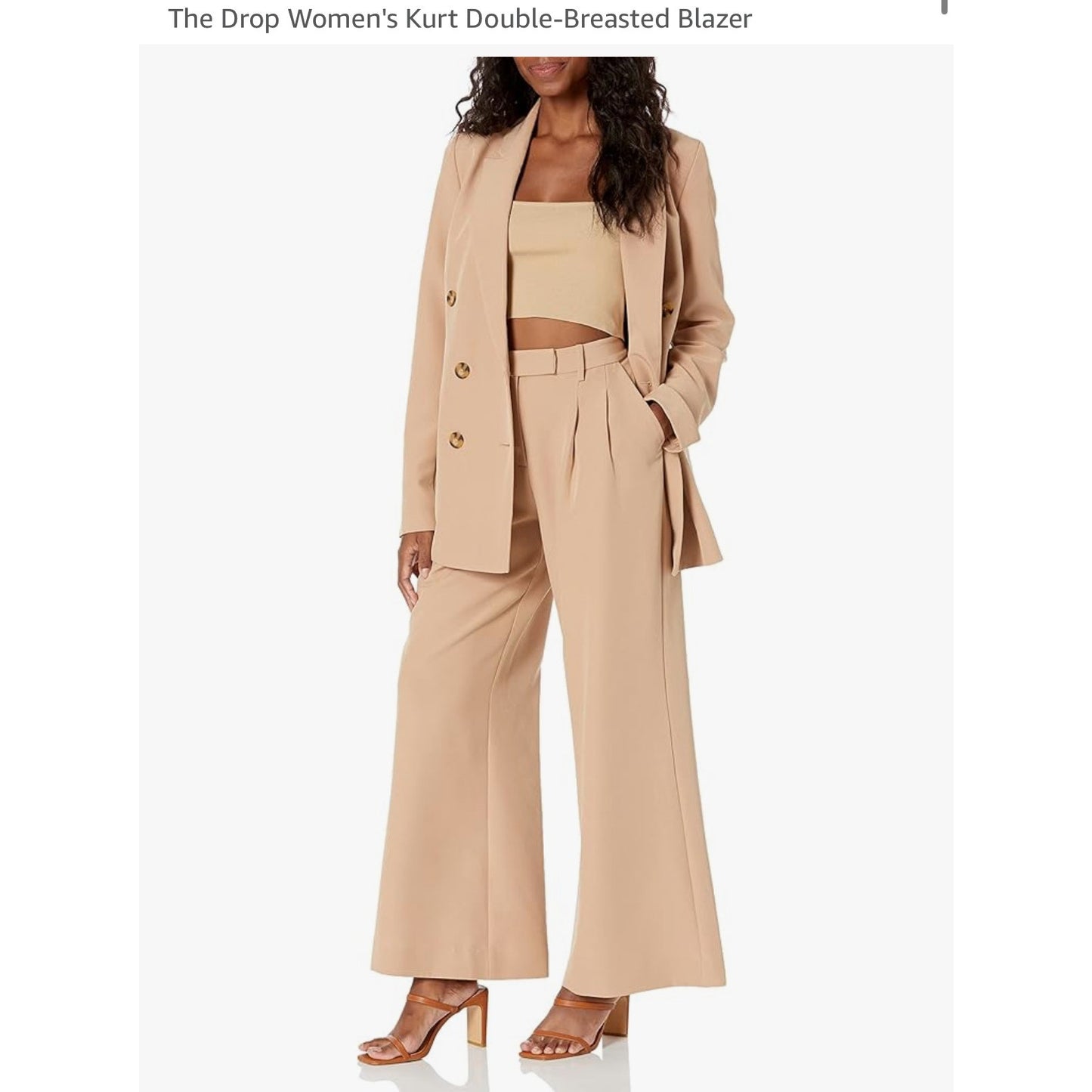 The Drop Women’s Kurt Double-Breasted Blazer | Tan | Size Large NWT