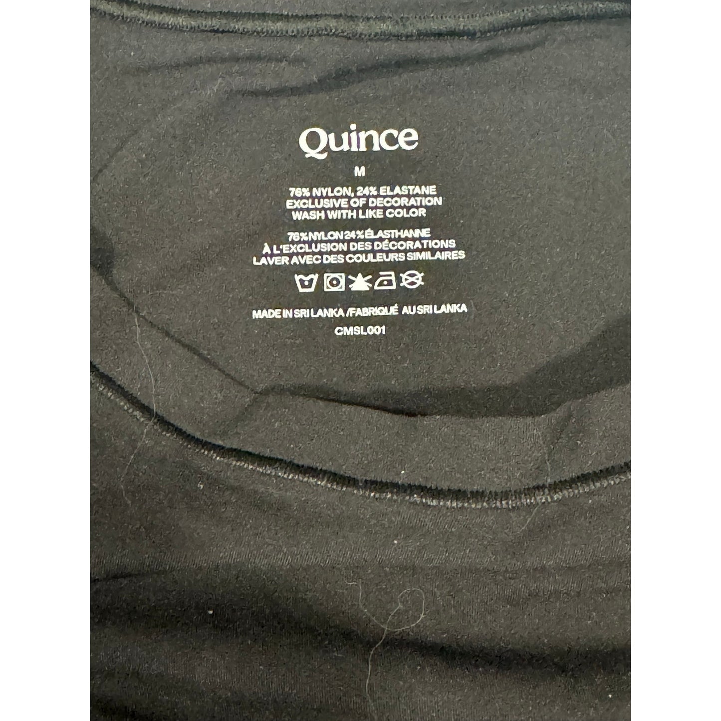Quince Second Skin T-Shirt Bodysuit Medium Black Thong Back NEW