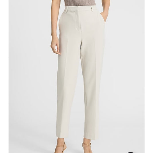 Express Editor Super High Waist Ankle Pant – Warm Ivory NWT