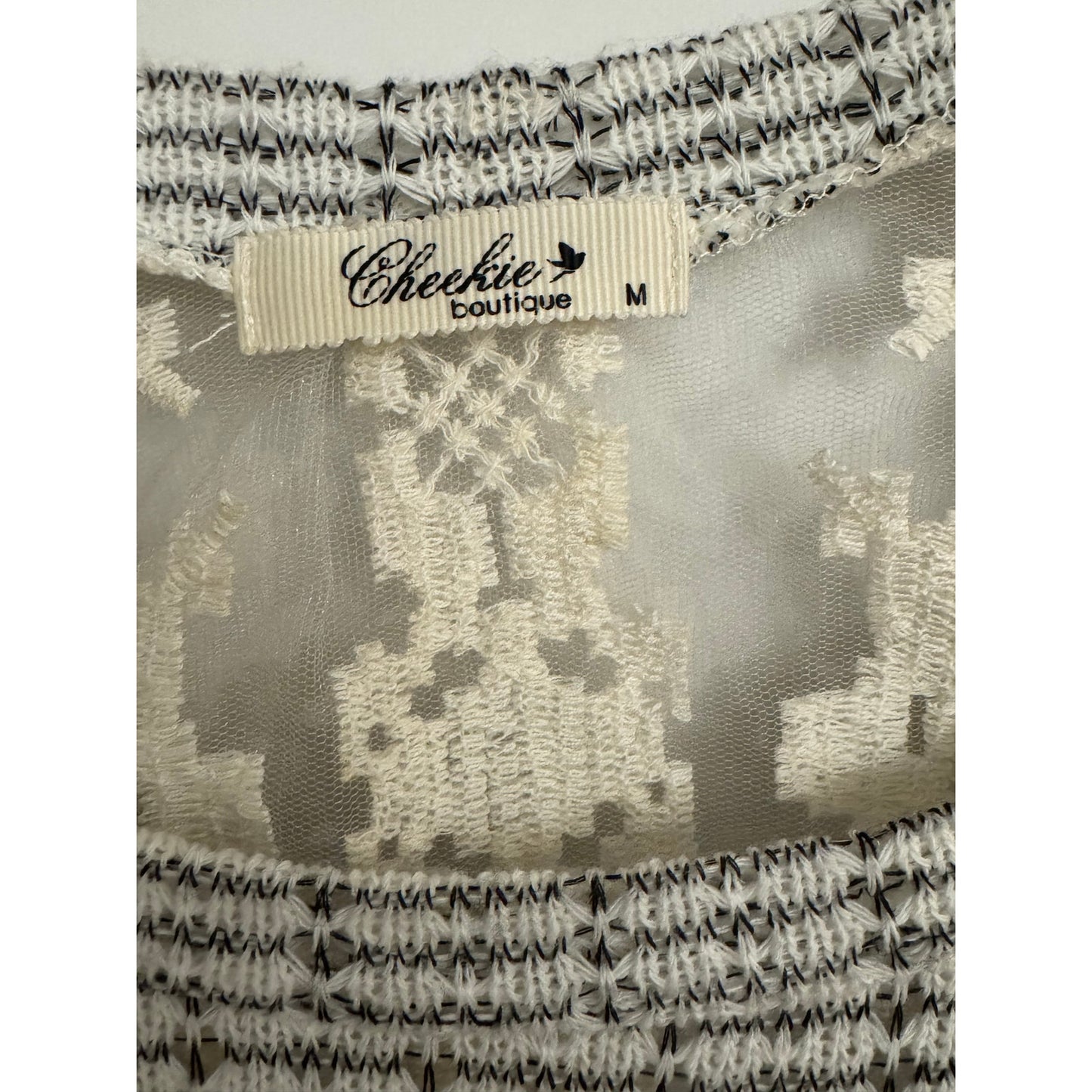 Cheekie Boutique Knit Top with Lace Back | Medium