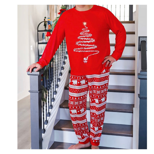 Cupshe Christmas Pajama Set Red Holiday Tree Print Men’s Small Women’s Medium NWT