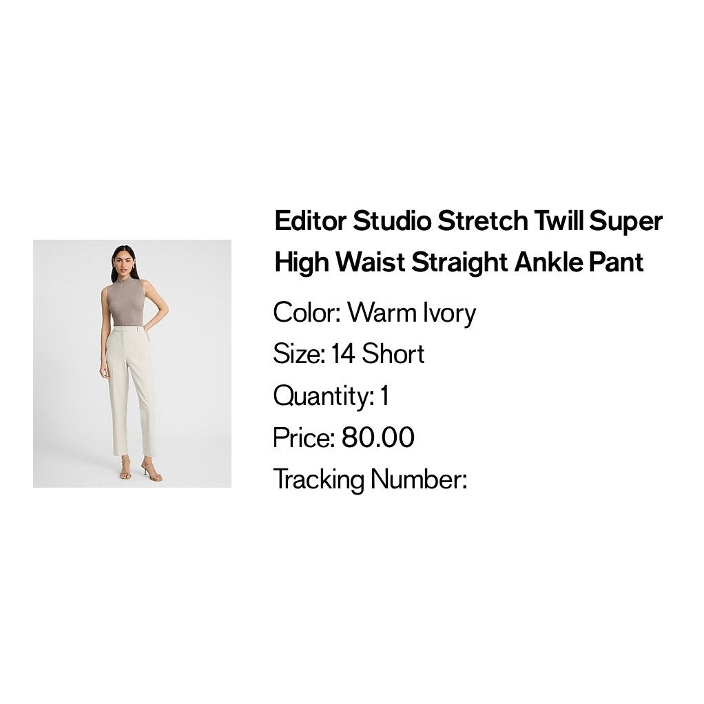Express Editor Super High Waist Ankle Pant – Warm Ivory NWT