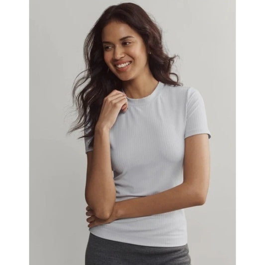 Rhone Modern Ribbed Tee Grey Mist NWT Size XL Fitted Athletic Top