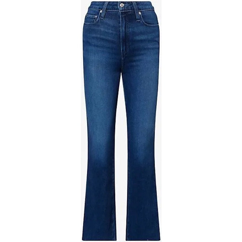 PAIGE Claudine High Rise Ankle Flare Jeans Raw Hem Size 32