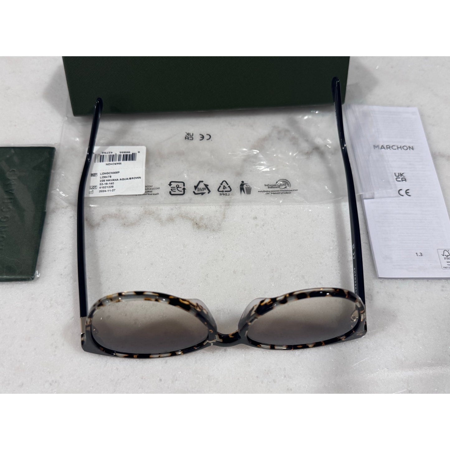 Longchamp Tortoise Round Sunglasses Brown Gradient Lens w Case NEW