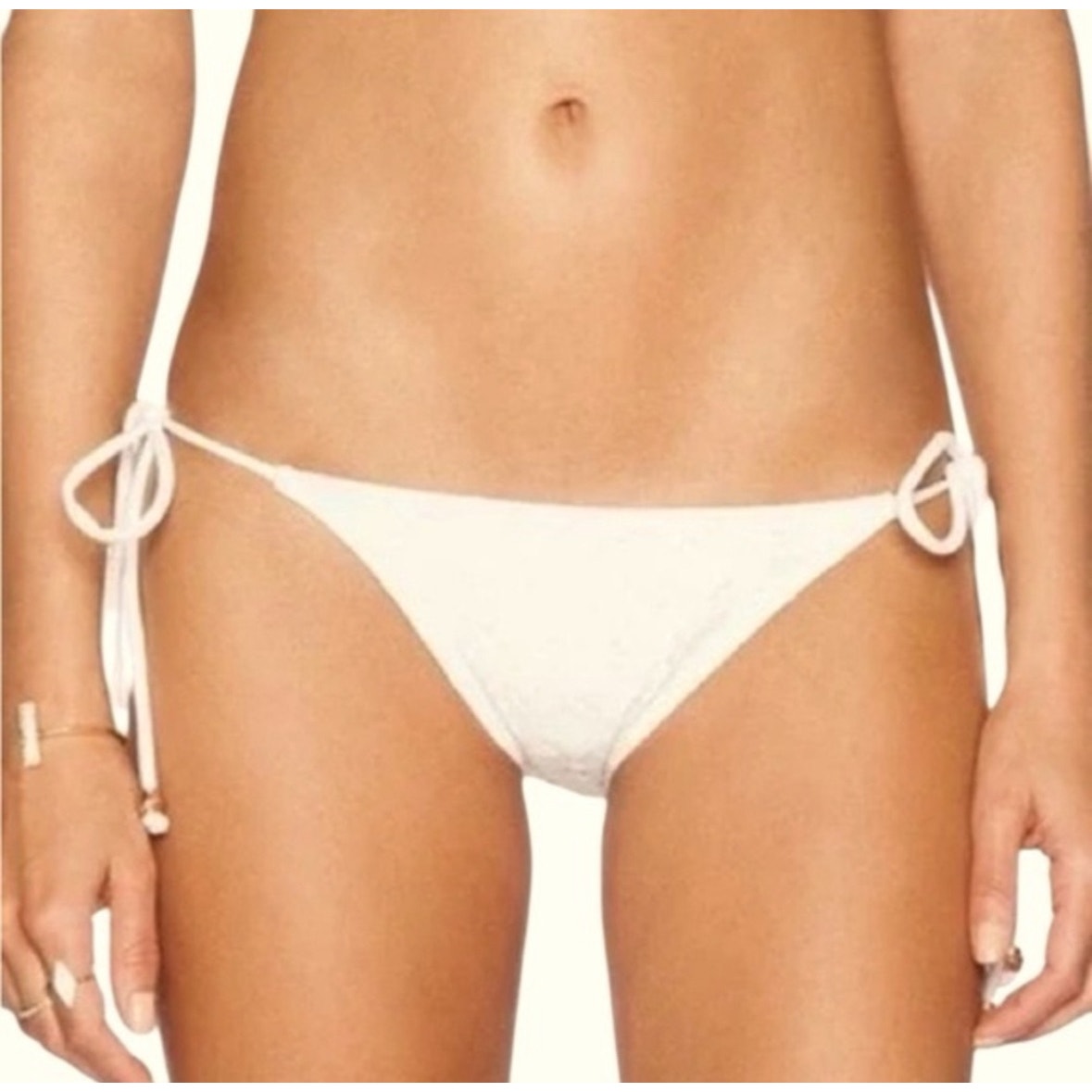 Eberjey So Solid Moderate Bikini Bottom – Ecru – Size Large NWT