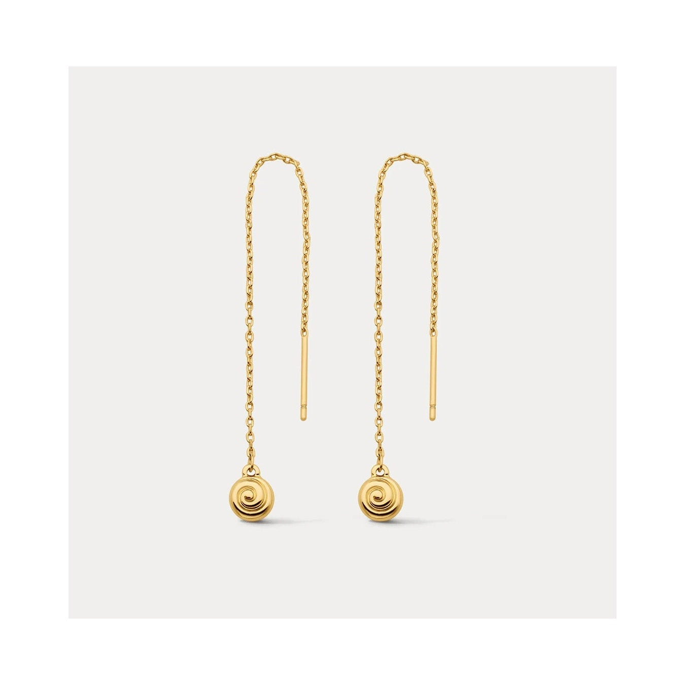 Luv AJ Shell Coil Threader Earrings Gold Seashell Dangle Earrings NEW