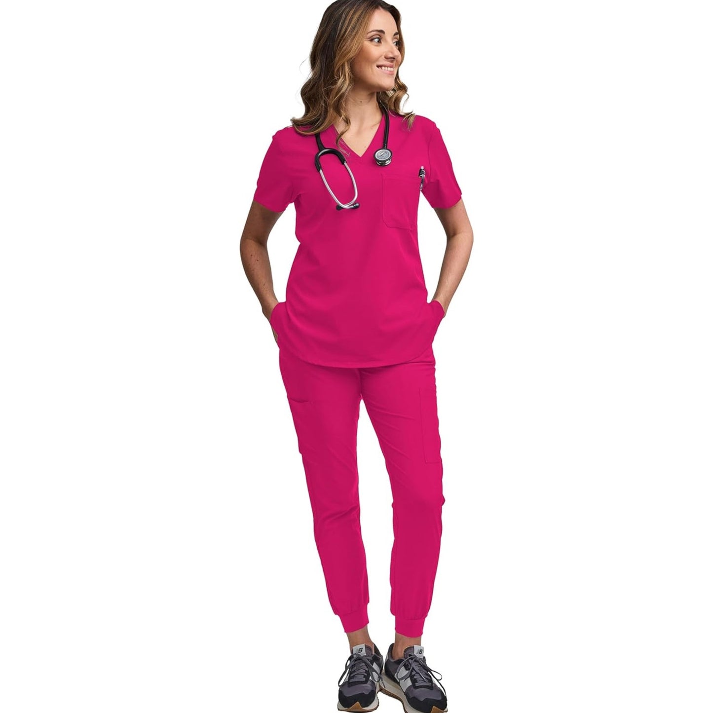 Niaahinn Scrub Suit Set Shirt+jogger– Hot Pink (Size Small) – NWT