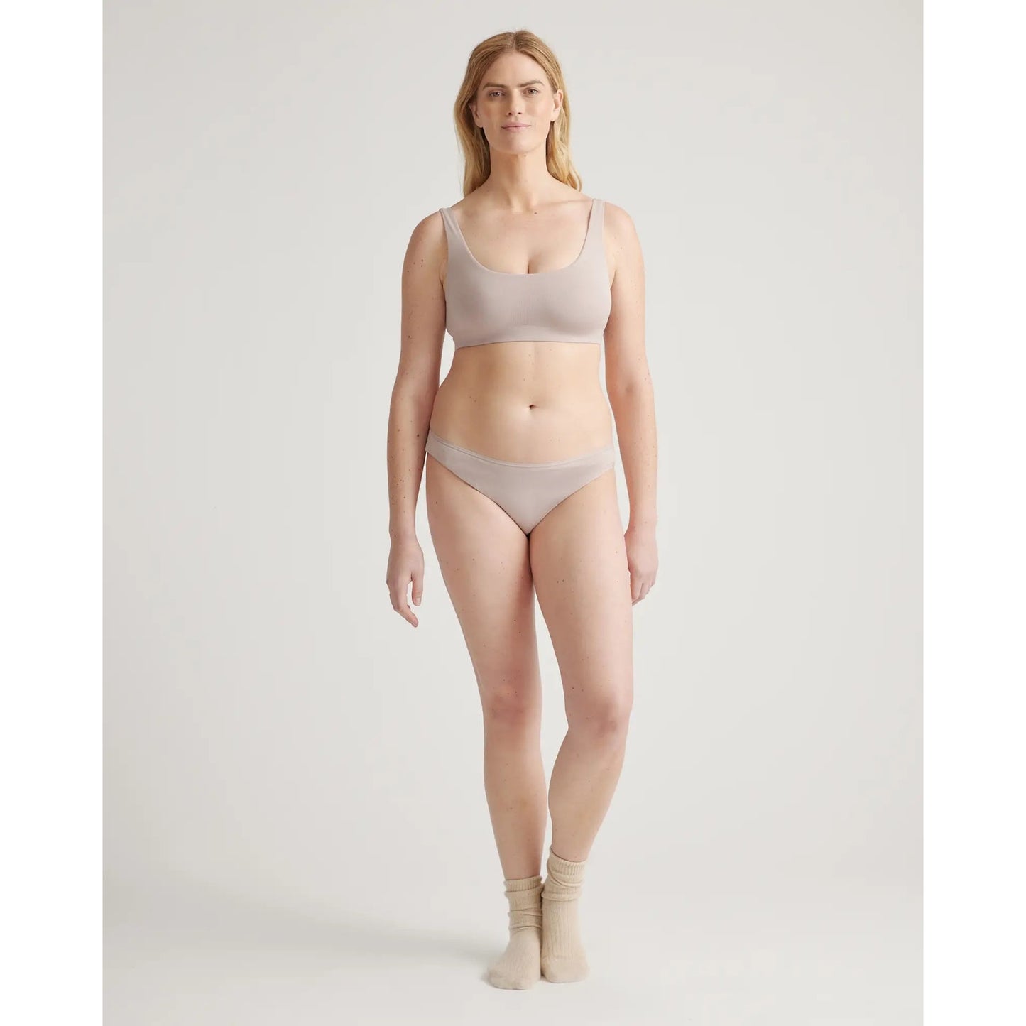 Quince Organic Cotton Bikini Underwear 6-Pack XS Nude/Beige NEW Soft Stretch