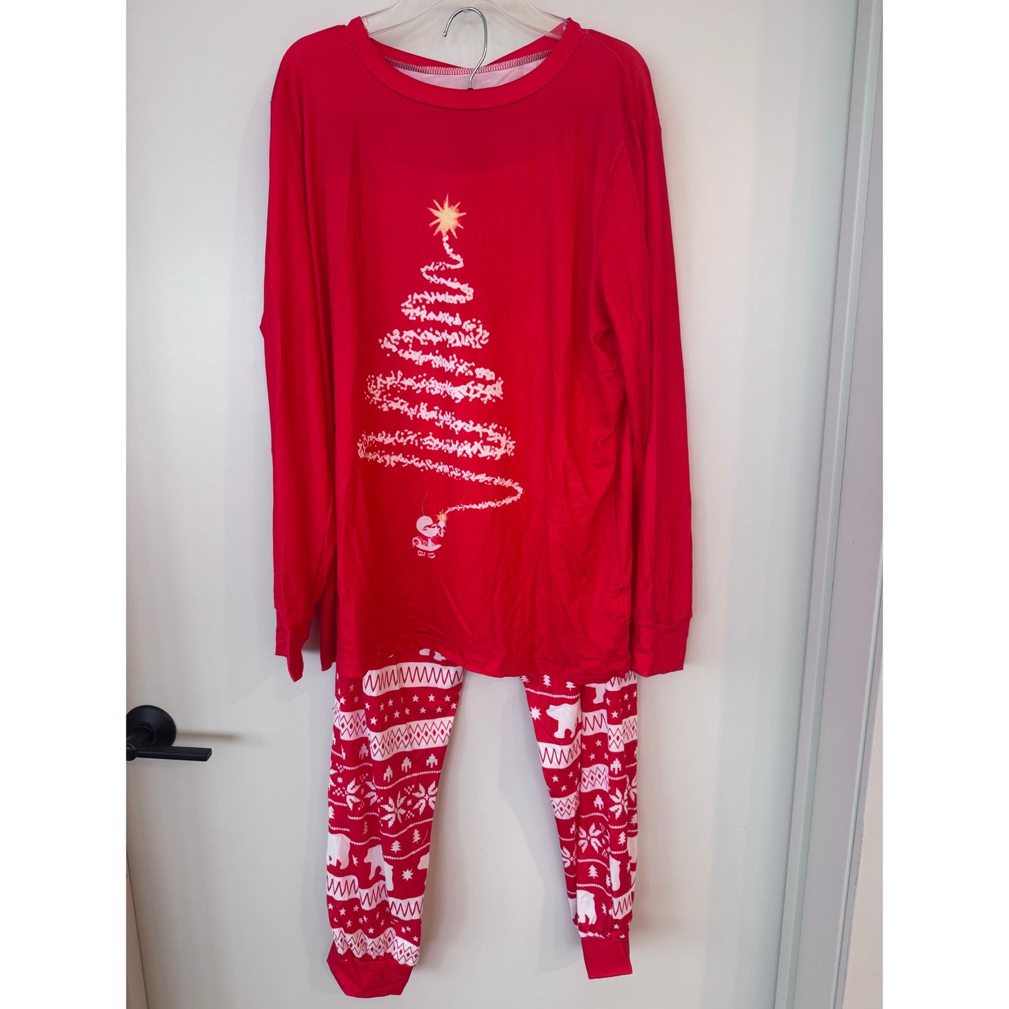 Cupshe Christmas Pajama Set Red Holiday Tree Print Men’s Small Women’s Medium NWT