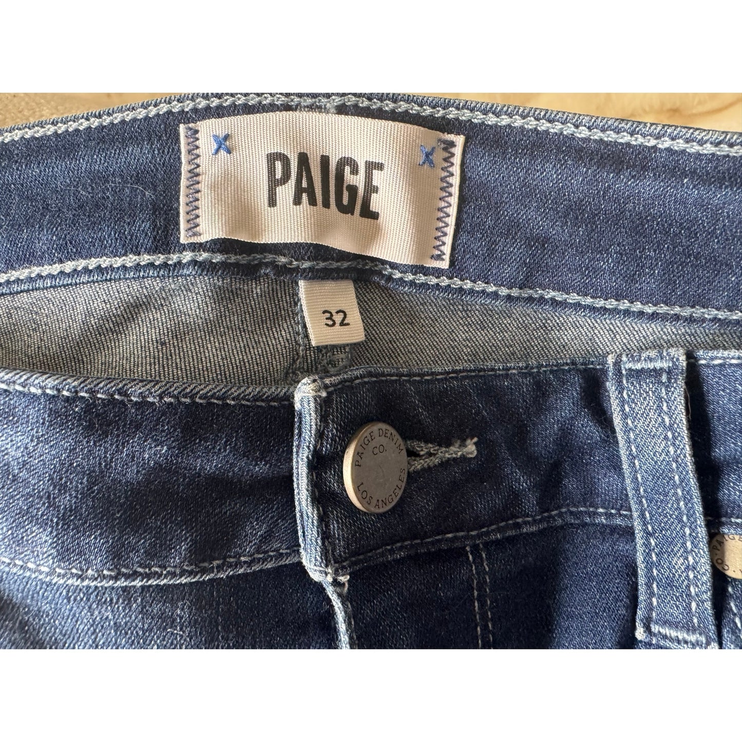 PAIGE Jacqueline Straight Raw Hem Jeans Size 32 Dark Wash Denim