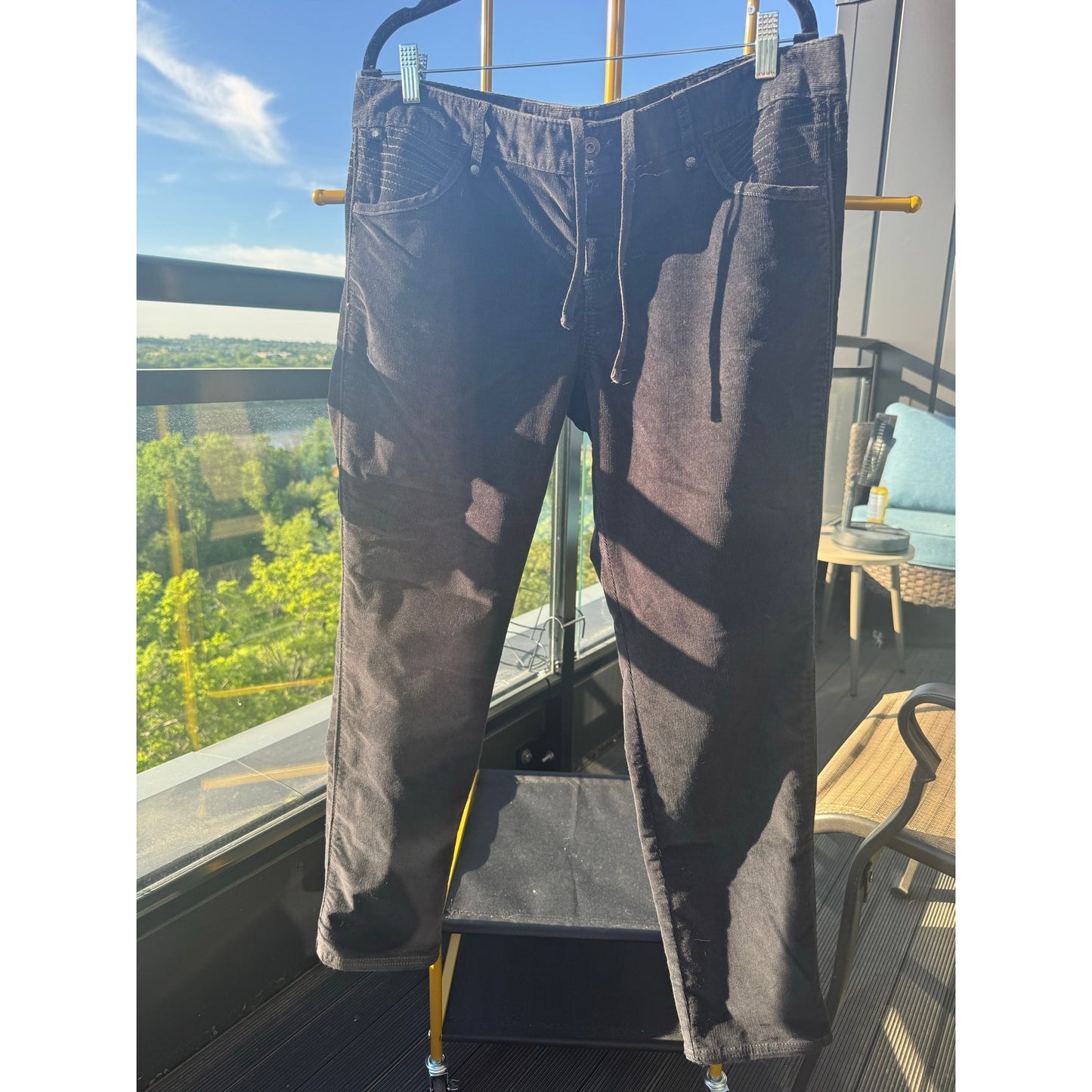 Athleta Solid Slim Black Corduroy Pants Women's Size 14