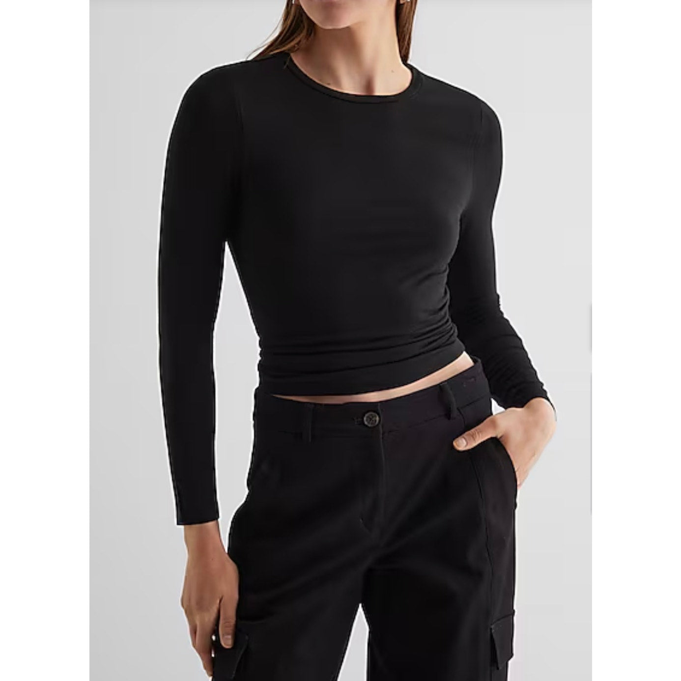 Express Supersoft Double Layer Fitted Long Sleeve Tee Black | Large | NEW