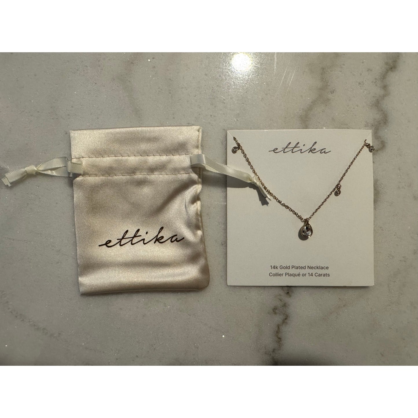 Ettika Dripping in Crystals Drop Necklace 18K Gold Plated Clear Crystal NEW