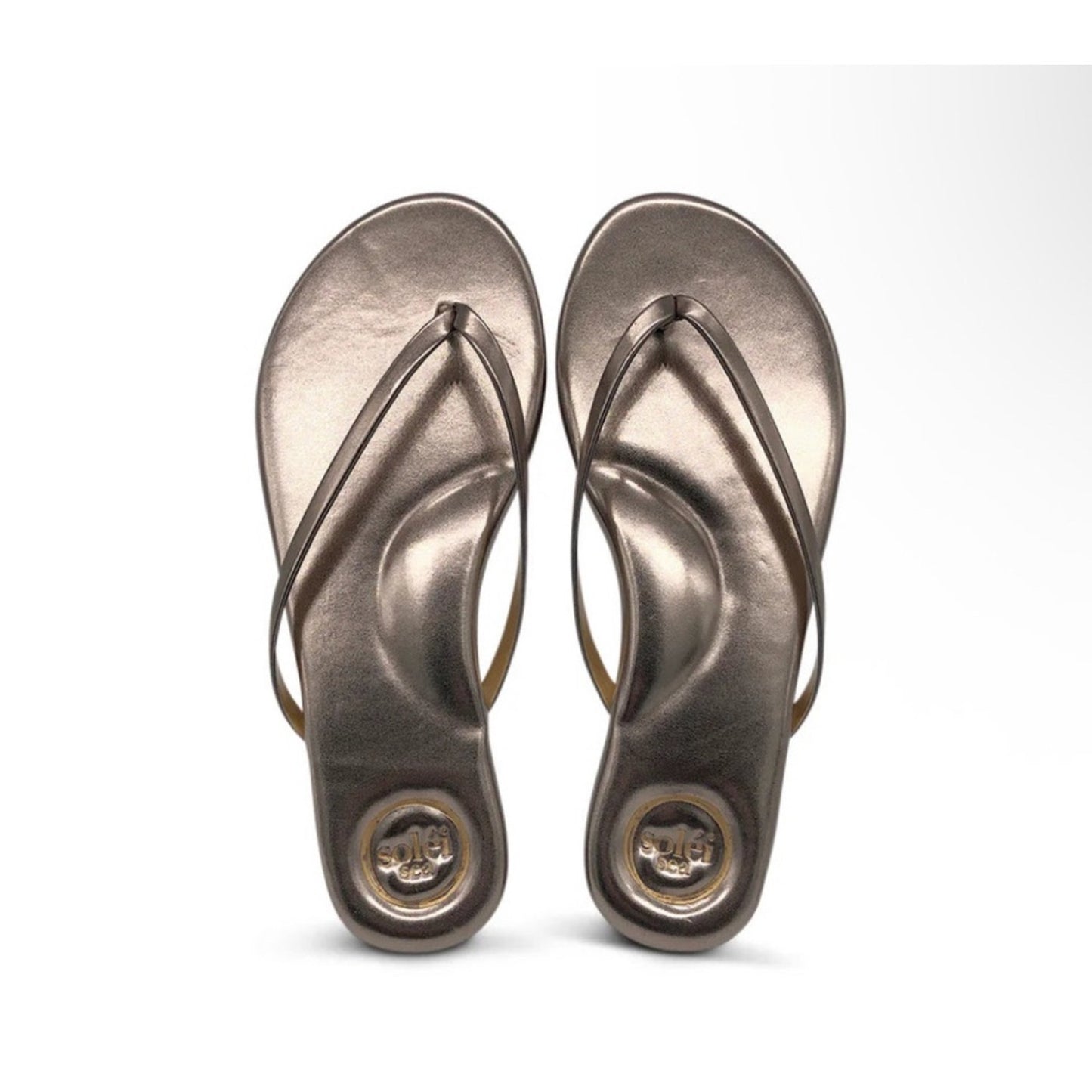 REVOLVE Soléi Sea Indie Flip-Flop Sandals | Metallic Pewter | Size 6 NEW