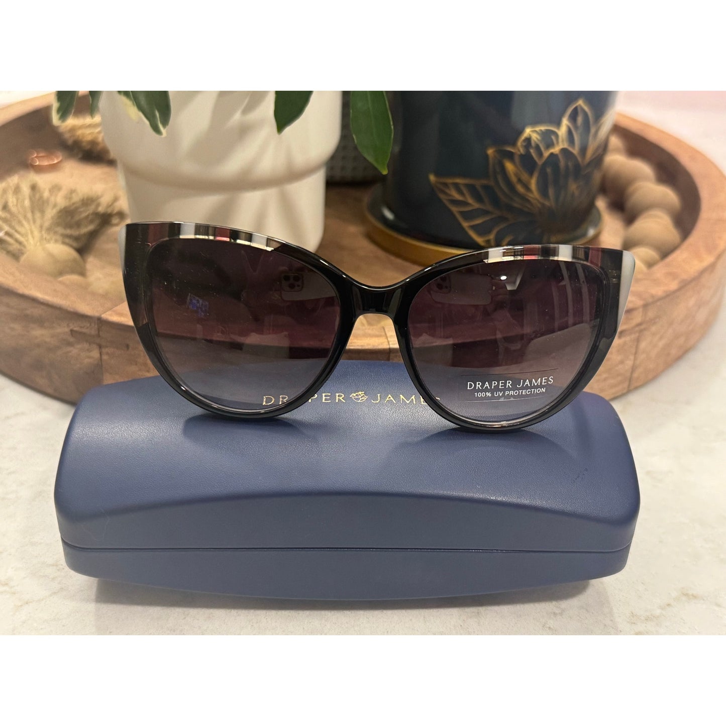 Draper James  Cat Eye Sunglasses – Black Stripe + Lenses (NWOT) DJ7045