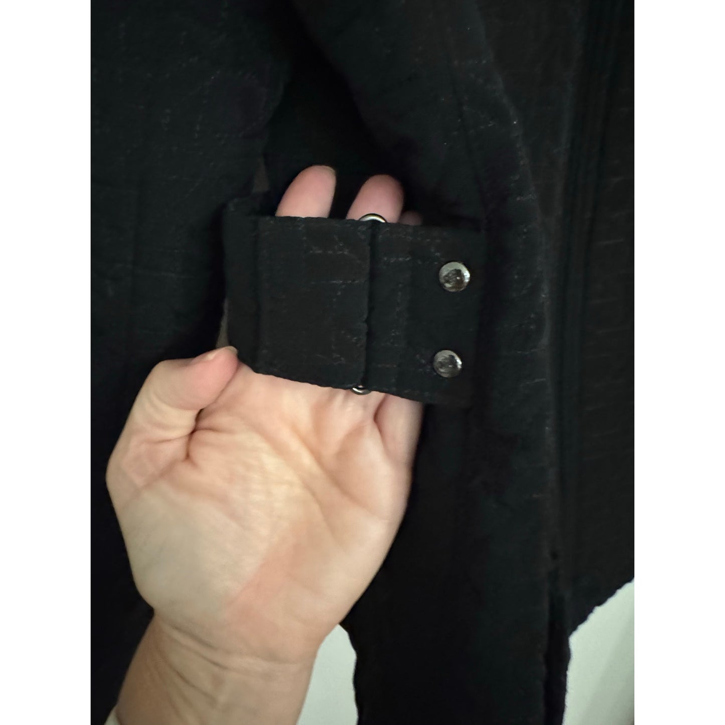 Gallery Petite Black Quilted Jacket Small Zip Front Structured Coat