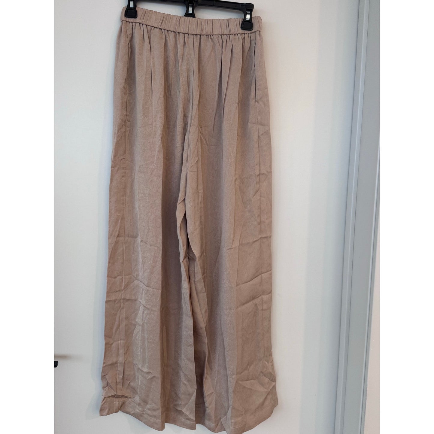 Cupshe Beige High Rise Wide Leg Trousers Elastic Waist Size Medium NEW