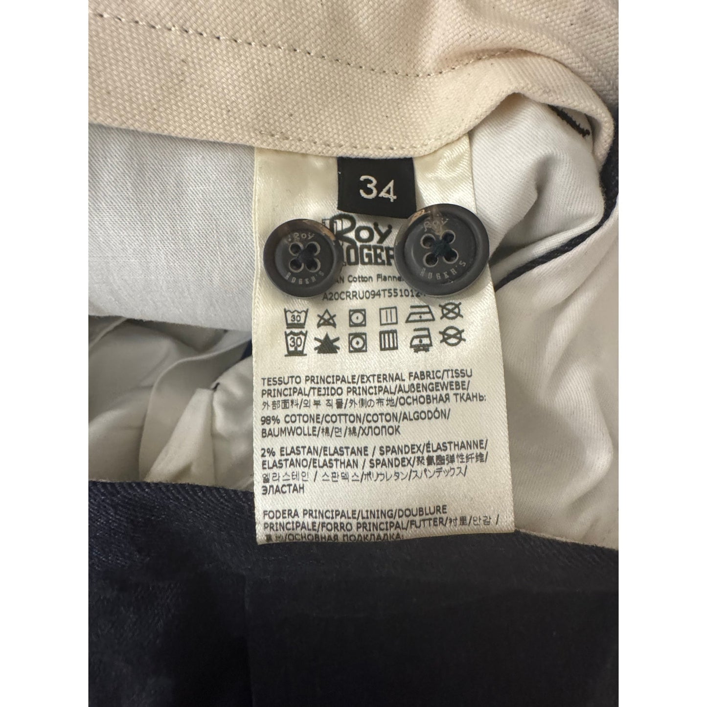 Roy Roger’s Navy Trousers – Size 34 – Made in Portugal – NWT
