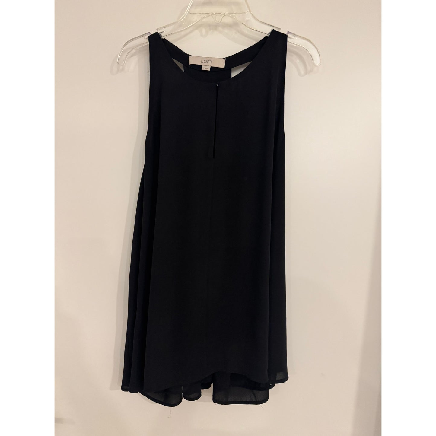 LOFT Black Racerback Tank Top | Size Large | Flowy Chiffon Blouse