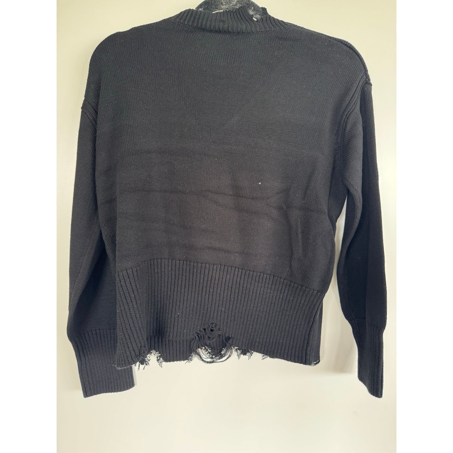 525 America Born in BKLYN Distressed Mock Neck Sweater – Size S – Black NWT