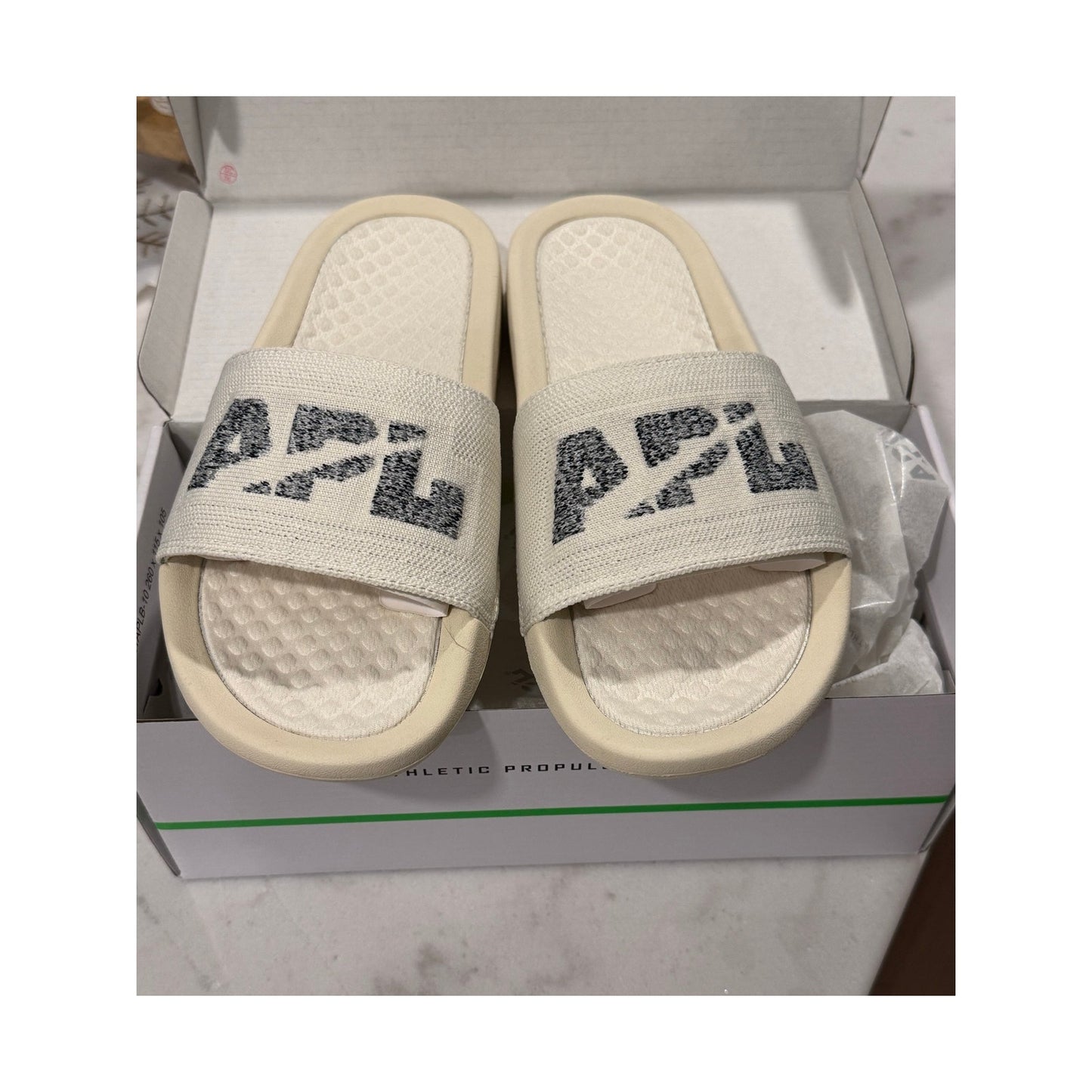 APL Women’s Big Logo Techloom Slide – Pristine/Heather Grey | Size 6 | NEW