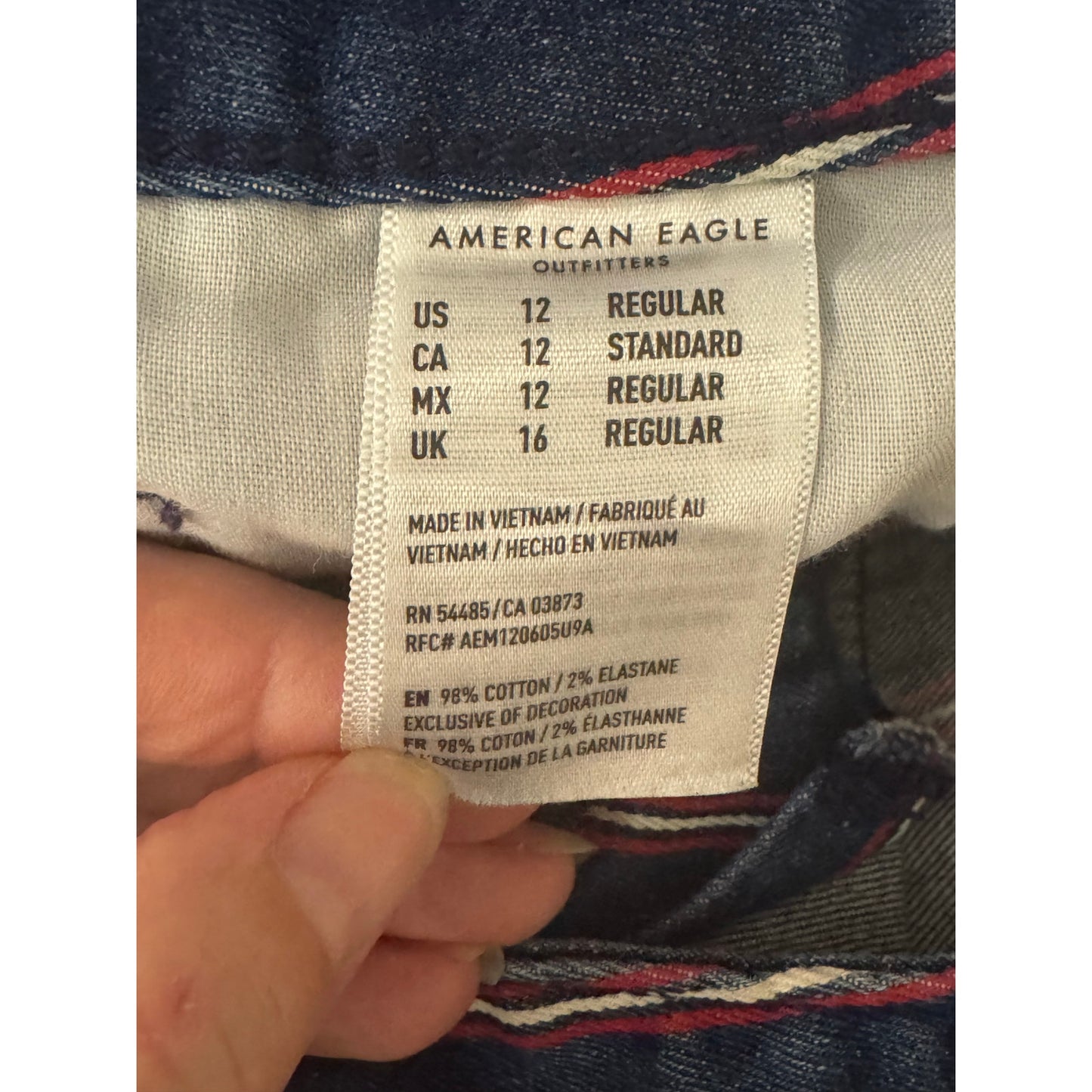 American Eagle High-Rise Striped Mini Skirt – Size 12, Super Stretch, Frayed Hem