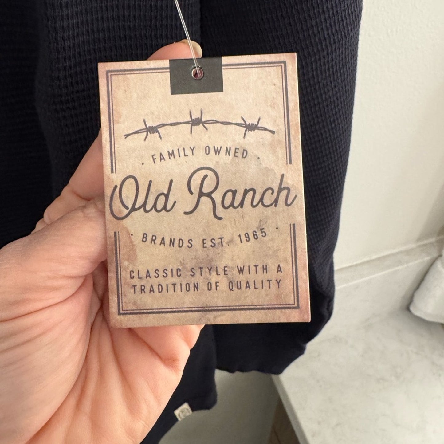 Old Ranch Men’s Waffle Knit Long Sleeve Shirt NWT | Navy | Size Small