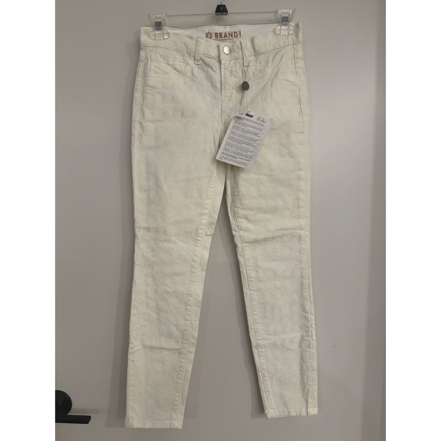 J Brand Mid-Rise Skinny Jeans – Hand-Printed Cream White – Size 25 NEW