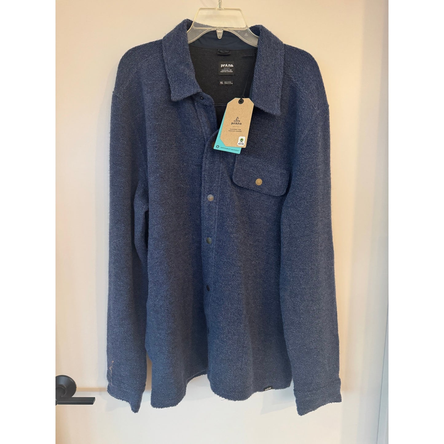 prAna IncrediWool Overshirt XL – Stormy Night Heather – NWT
