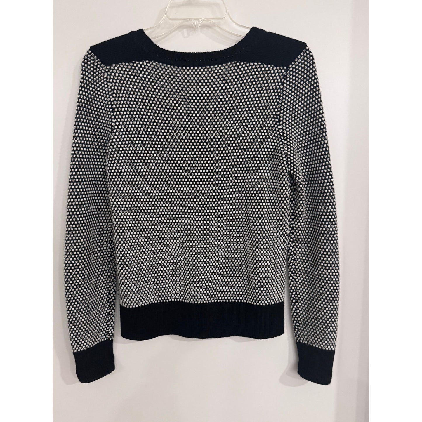 Banana Republic Merino Wool Blend Sweater XS Black White Pattern
