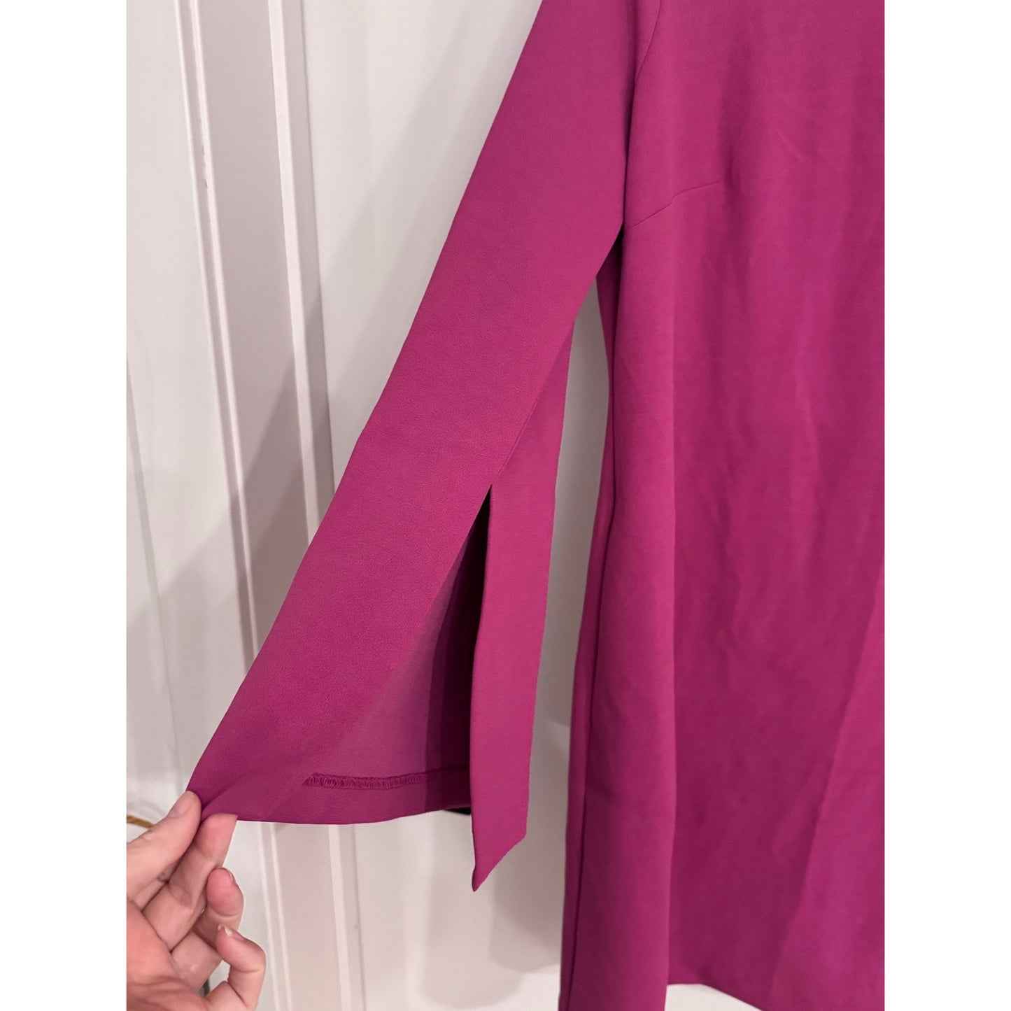 Donna Morgan Raspberry Knit Dress | Size 14 | NEW | Split Sleeves & Back Cutout