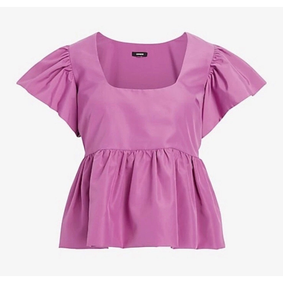 Express Purple Ruffle Sleeve Peplum Top – Size S