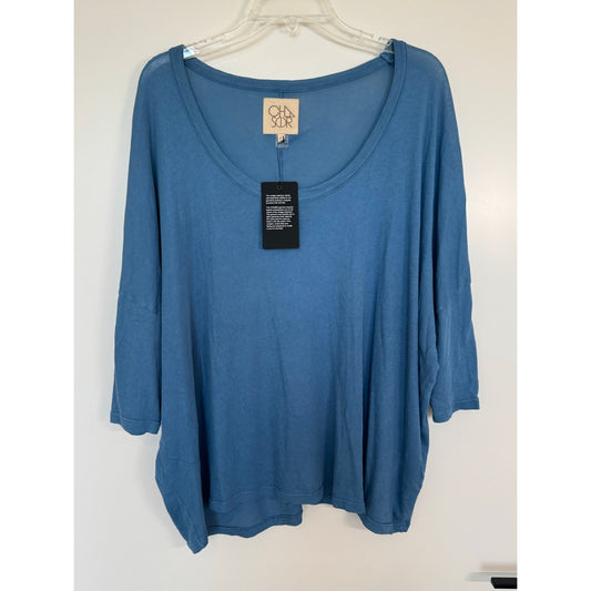 CHASER Oversized Scoop Neck Top | Blue | Size Medium NWT