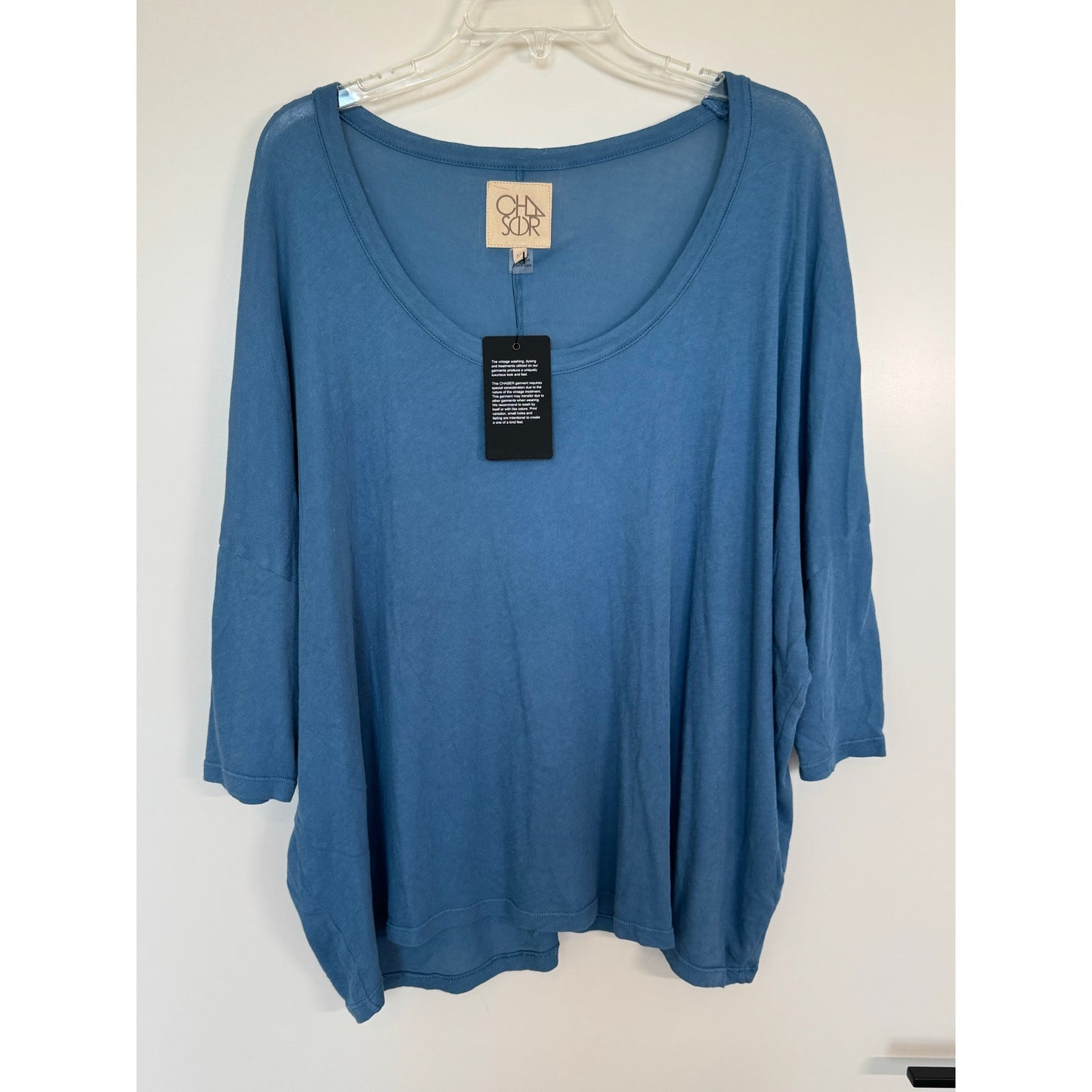 CHASER Oversized Scoop Neck Top | Blue | Size Medium NEW
