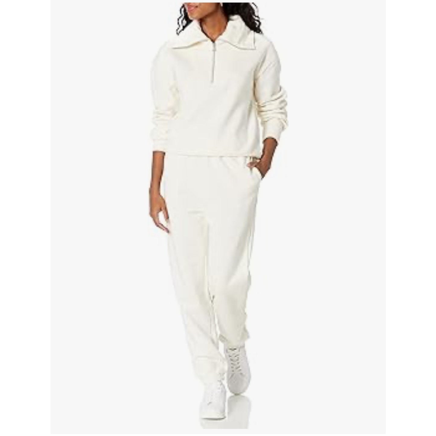 The Drop “Murphy” Half-Zip Sweatshirt | Cream | Size XS NWT