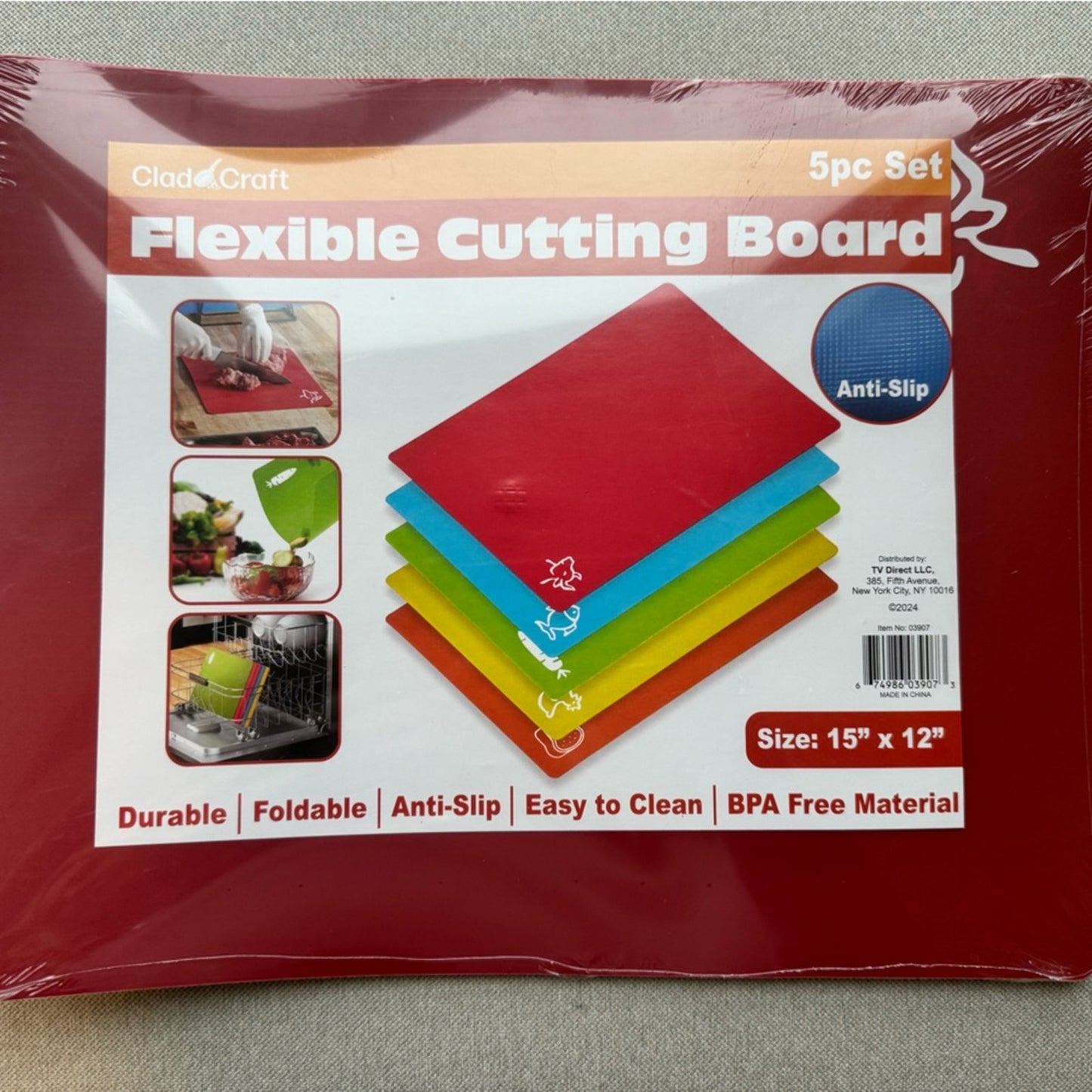 Clad Craft 5-Piece Flexible Cutting Board Set – 15"x12" – NEW in Package