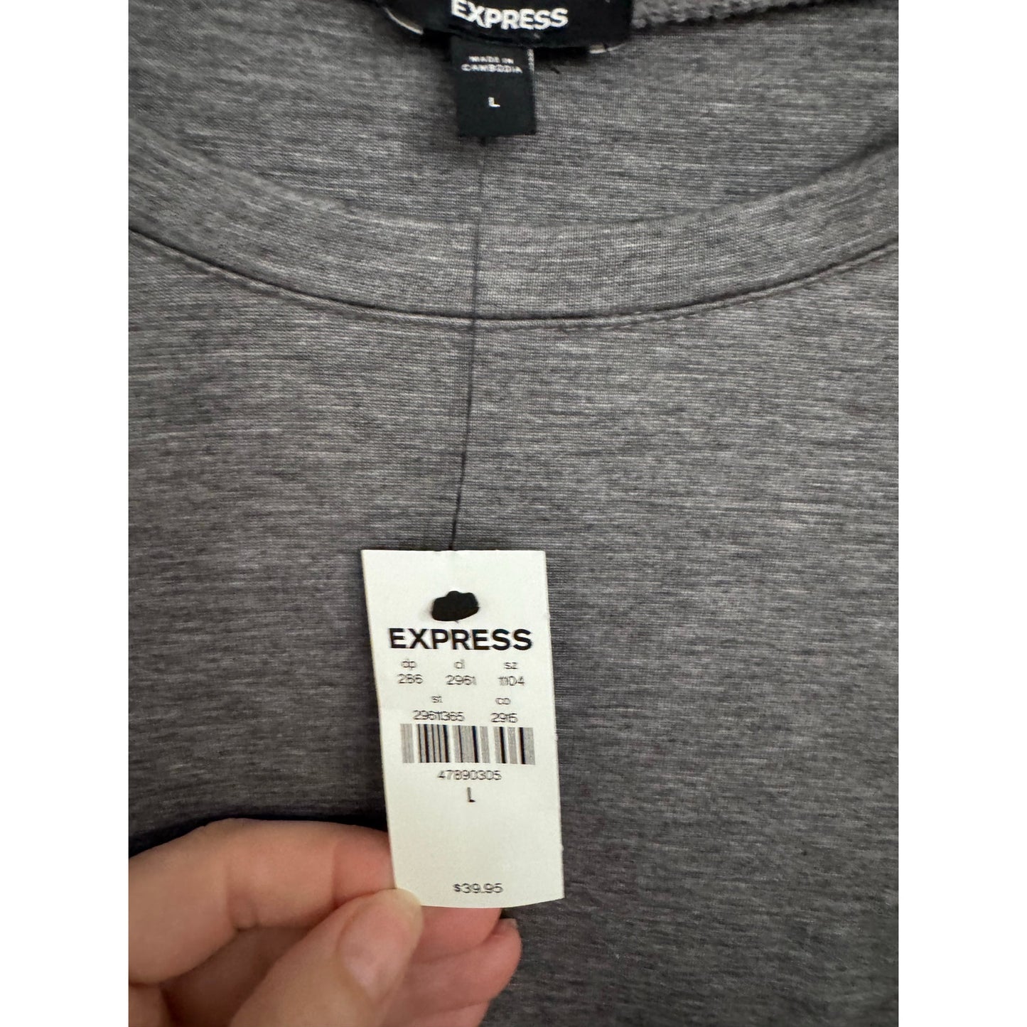 Express Supersoft Double Layer Fitted Long Sleeve Tee Gray | Large NEW
